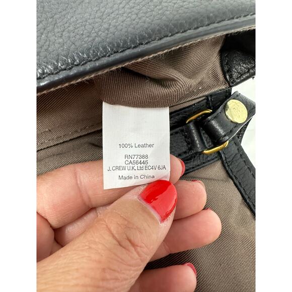 J. Crew Women's Black 100% Leather Classic Crossbody Shoulder Purse - Picture 7 of 11